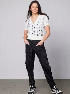 YAFFA s/s strikbluse