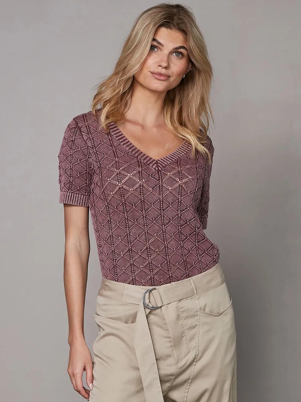 YEO s/s strikbluse